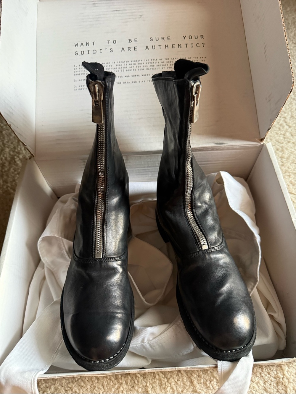 Guidi Black Front-Zip Leather Women's Boots